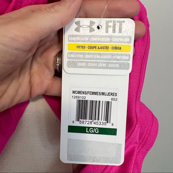 NWT Under Armour Heat Gear V-Neck T-Shirt Hot Pink Carpe Diem Graphic - Picture 9 of 10